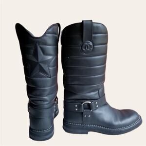 Chanel 2014 CC Star Logo Moto Boots Size 6  IT 36